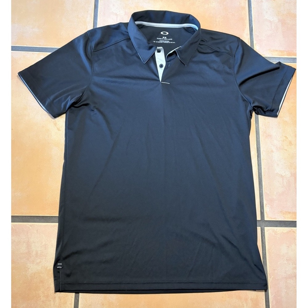 Y2K Oakley, Mad Scientist, Stretch Logo Techware Black Polo Shirt Size Medium
